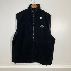 NFL Carolina Panthers On Field Full Zip Fleece Vest Black Mens Size XXL 2XL NEW